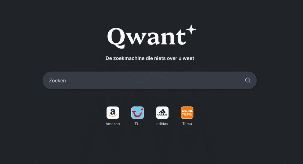 Qwant Review: hier weergegeven in Dark Mode