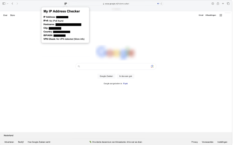 My IP Address Checker Safari