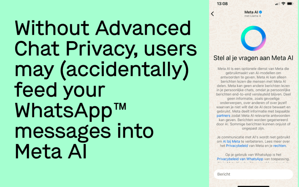 WhatsApp zonder Advanced Chat Privacy