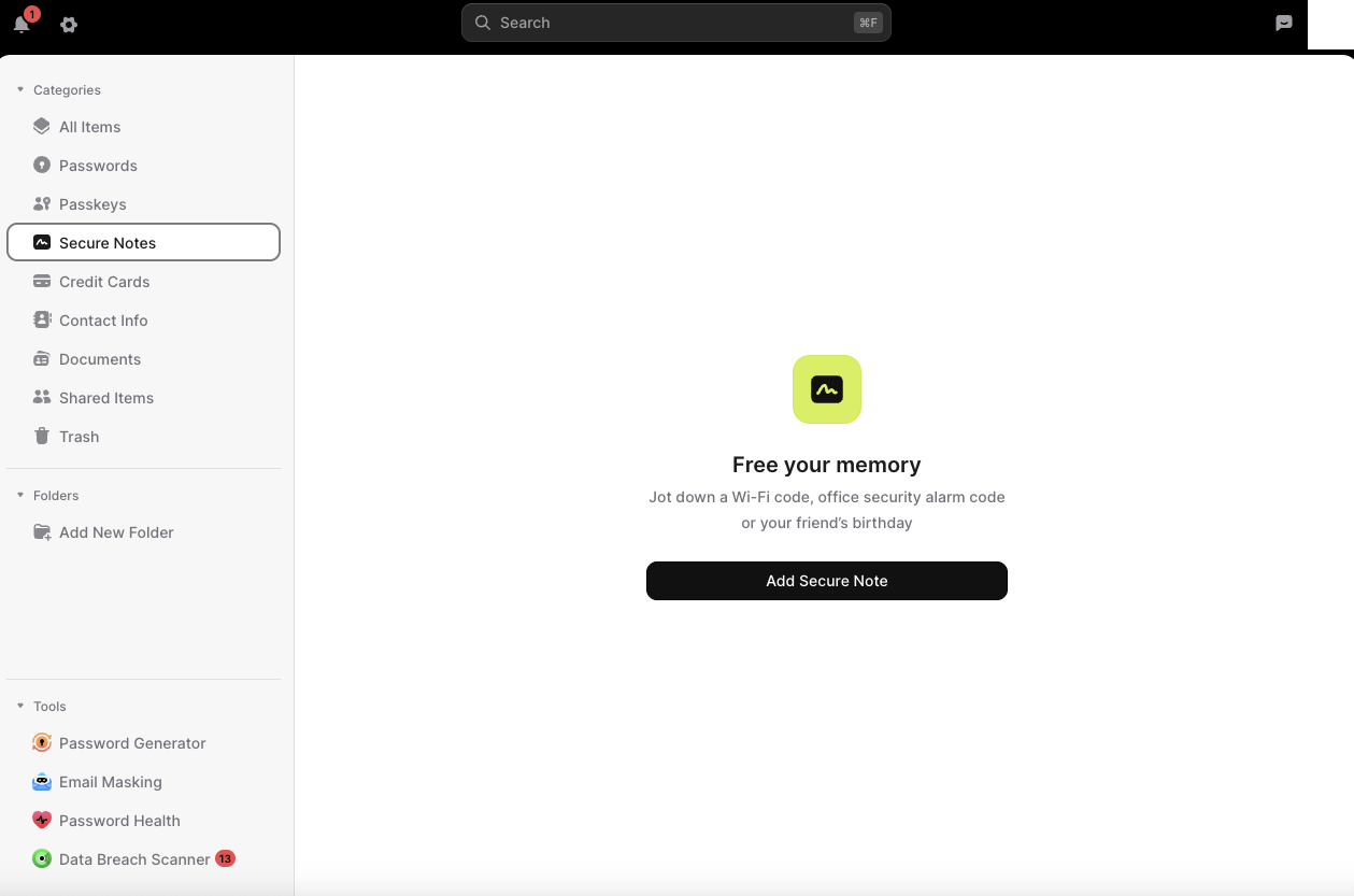 NordPass dashboard overzicht