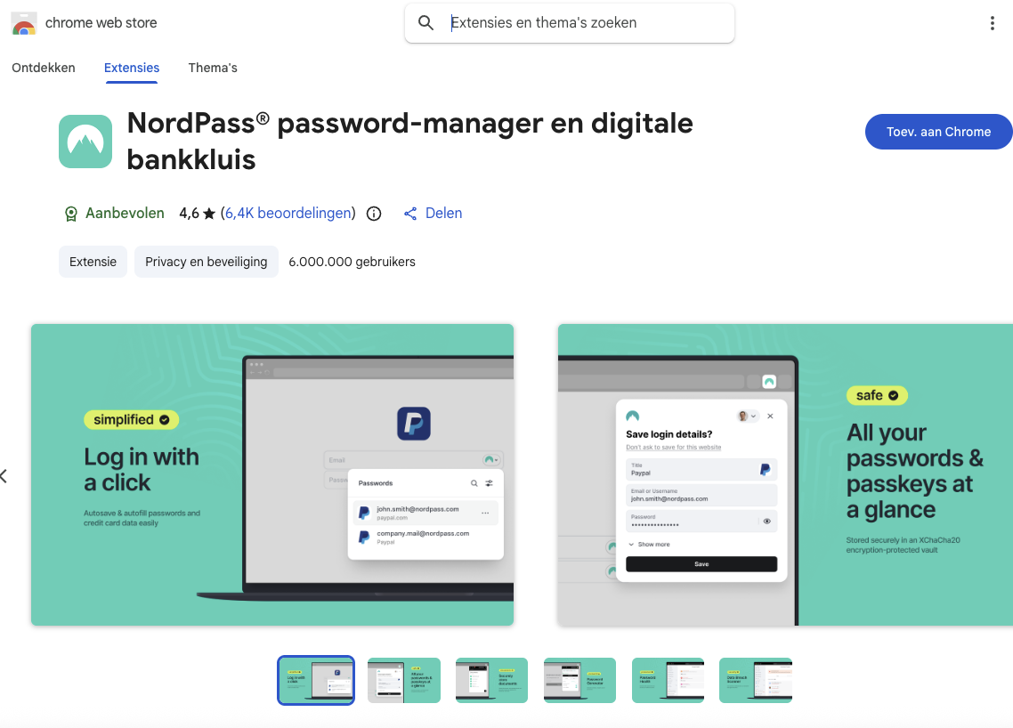 NordPass Chrome extensie