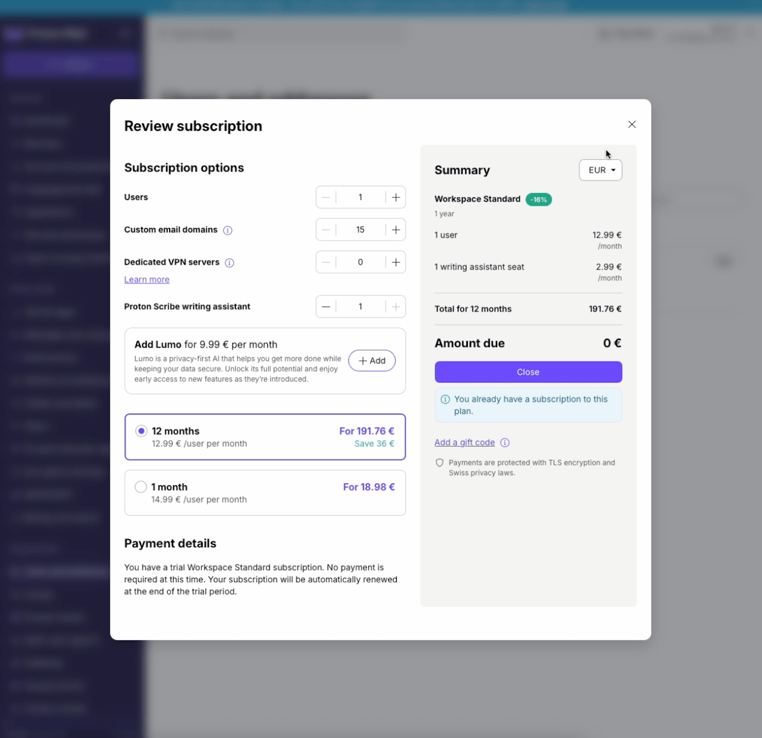 Proton Business abonnement overzicht en facturering